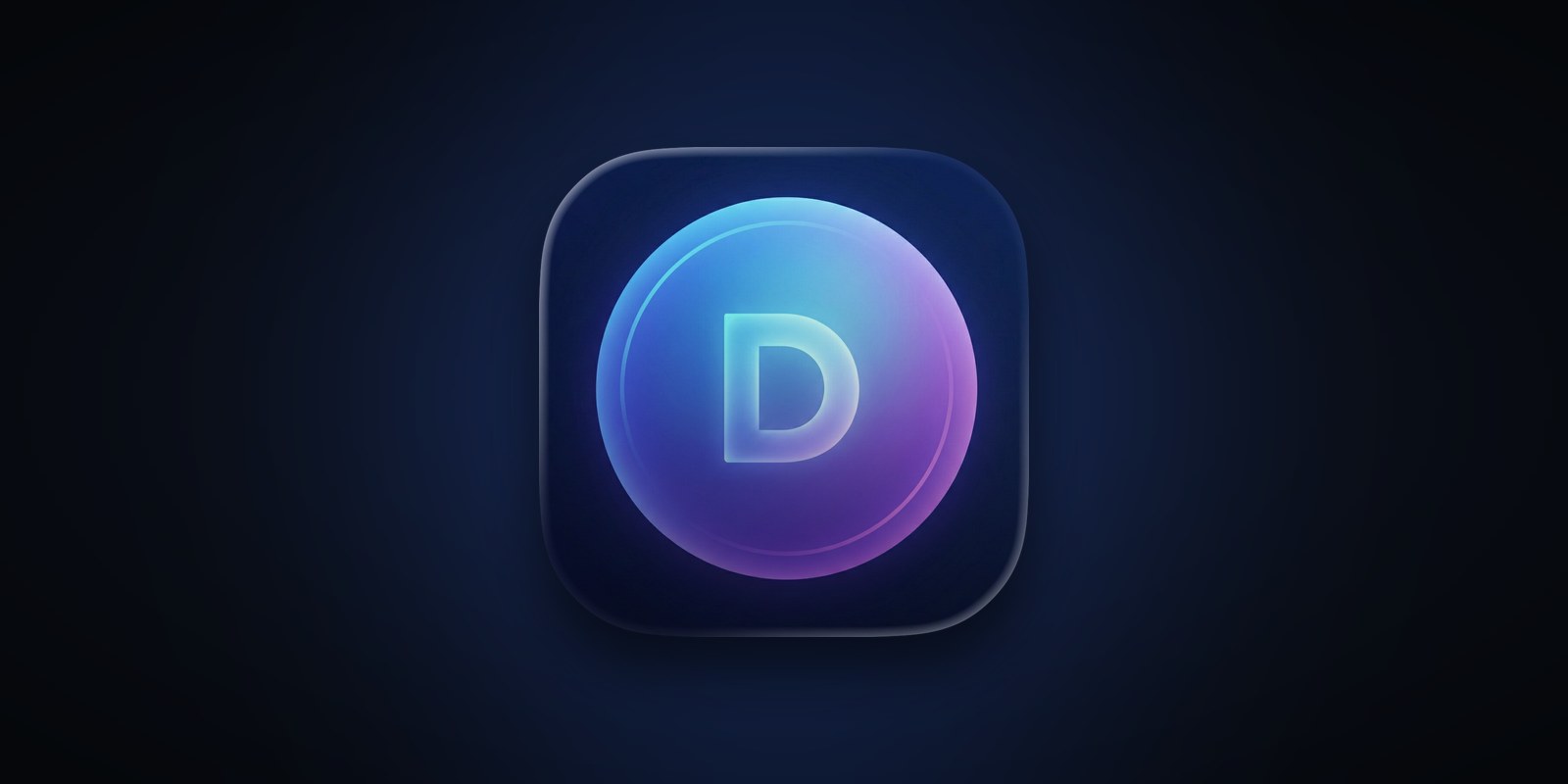 Drift app icon: a letter D on a blue-to-violet gradient disc, set on a dark tile