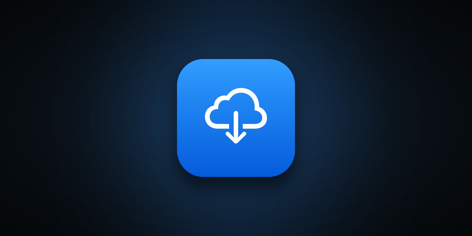 Offload app icon: a white cloud with a downward arrow on a bright blue tile